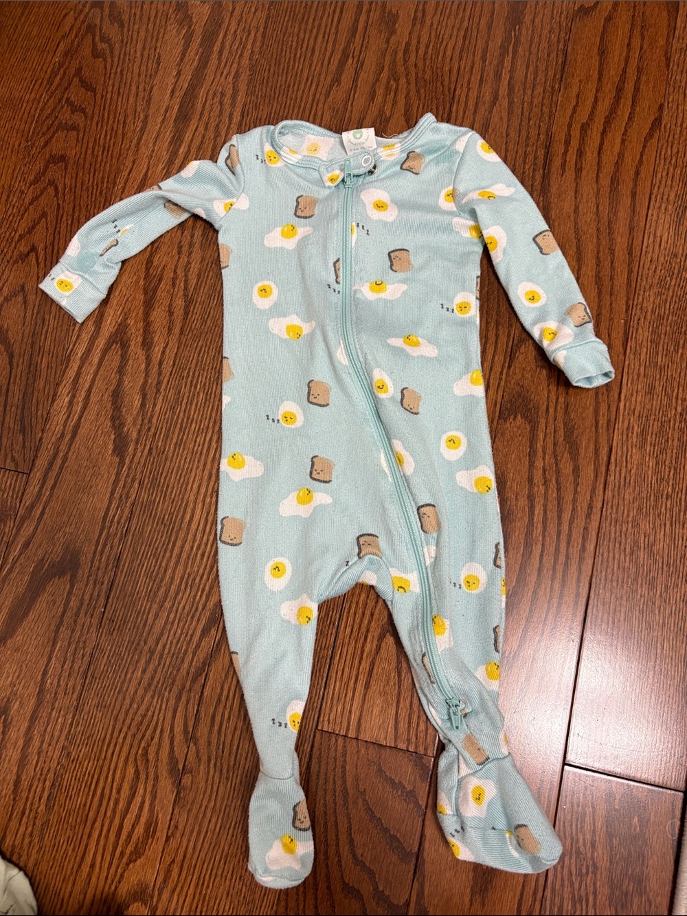 Joe Fresh Light Green Footed One-Piece with Egg & Toast Print